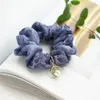 Korea Delicate Embroidery Flower Pearl Rhinestone Pendant Chiffon Hair Ring Fashion Hair Scrunchies Accessory