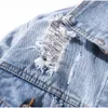 Женская джинсовая куртка Streetwear Свободные негабаритные пальто разорванные заклепки Jeans Jeans Куртки отверстия Повседневная верхняя одежда плюс размер XL-5XL 201106
