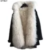 OFTBUY Lange Parka Winterjacke Frauen Echt Pelzmantel Natürliche Mongolei Schafe Pelz Dicke Warme Parkas Kapuze Plus Größe Streetwear 201125