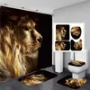 Black Tiger Animals Printed Shower Curtain Set Bathroom Bathing Screen Antislip Toilet Lid Cover Carpet Rugs Kitchen Home Decor 24699019