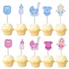 20 sztuk / partia Baby Shower Cupcake Toppers Babyshower Baby Girl Christening Kids Party Urodziny Przyspieszenia Dekoracje Ciasto Dostawy Y200618