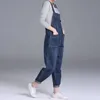 Plus Size 6xl Denim Jumpsuit Loose Boyfriend Jeans for Women Pocket Long Harem Black Overalls Wide Leg Rompers C5217 200930