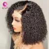 Afro Kinky Curly Wig 13x4 Lace Front Human Hair Wigs Pré Arrancado Sem Cola Sintético Curto Peruca de Cabelo Para Mulheres Preto 150 Densidade