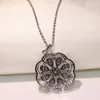 New Arrival Cool Flower Wisiorek Luksusowa Biżuteria 925 Silver Fill Full Pave AAA Cubic Cyrkonia Micro CZ Lucky Naszyjnik dla kobiet Q0531