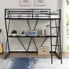 US Stock Bedroom Furniture Twin Loft Bed with Desk, with Ladder and Full-Length Guardrails, X-Shaped Frame, Black SM000223AAB a42