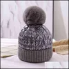 Beanie/Skl Berretti Cappelli Cappelli, Sciarpe Guanti Accessori moda Cntang Cappello per donna Berretti invernali caldi Giù stile Pelliccia di coniglio finta Pompon R