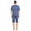 Heren Natural Linnen Katoen Korte Mouw Pyjama Set met Shorts Sleep Top Nachtkleding Home Draag Loungewear LJ201112