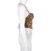 Doesown Leopard Pattern Donne Tank Tops Backless Sexy RAVE Abiti senza maniche Croce stringata Up Bralette Crop Top Summer Streetwear T200706