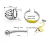 Stainless Steel Cock Cage Male Penis Ring with thick Catheter Bondage lock device BDSM Sex Toys for Men1748105