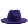 Mannen Vrouwen Brede Rand Wolvilt Jazz Fedora Hoeden Britse stijl Trilby Party Formele Panama Cap Zwart Geel Jurk Hoed 58-60CM3043