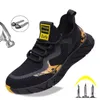 Zapatos de seguridad para el trabajo de los hombres transpirables al aire libre zapatos de los hombres puntera de acero anti-aplastamiento a prueba de pinchazos construcción zapatillas de deporte botas Y200915