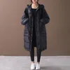 New Loose Down Coat Cloak Lantern Sleeves Hooded Warm Long Down Parkas 90% Vit Duck Down Jacket Kvinna Snö Outwear 201023