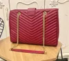 Neue klassische 32 cm x große Jumbo-Damentasche aus echtem Leder, V-förmige Taschen, gesteppte Doppelklappen, Schultertasche mit Kette, Einkaufstaschen, Messenger-Handtasche