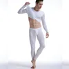 2024 ropa interior térmica Long Johns Thermo ropa interior elástica de pijama translúcido elástico de seda elástica para hombres Leggings 201126