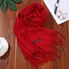 Solid color Cashmere scarf 35cm thick long Scarves for autumn winter Keep warm tassel shawl manufacturer women multicolor 8pcs/lot