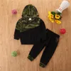 Toddler Boys Outfits Camouflage Baby Boy Hooded Pullover Byxor 2st Set Långärmad Barnkläder Satser Mode Kids Kläder DW5943