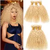 Ali Magic 613 Ludzkie Włosy Splot 100% Remy Hair Extensions Afro Kinky Kręcone Ludzkie Wiązki Włosów Blondynki Kolor 100g 3 sztuk / partia Tanie