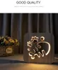Forme di lische di pesce in legno Design cavo Lampada da notte 3D Lampada da comodino per camera da letto per bambini Decorazione da scrivania per bambini Regalo di Natale