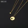 Pendant Necklaces SRCOI Personalized Mother Daughter Necklace Set Gold Color Heart Cut Out Stainless Steel Jewelry As Christmas Year1