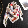 Kvinnor Silk Scarf Square Shawls and Wraps Cat Animal Print Hijab Scarves For Ladies Summer Office Hair Neck Foulard Bandana672888