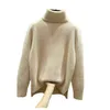 Pull Femme Pull Femme Hiver Moelleux Pull Vintage Épais Blanc Vison Polaire Col Roulé Dames Lâche Casual Tricoté Womam Pull