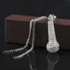 Hip Hop Iced Out Microphone Pendant Necklace 2 Colors Rhinestone Necklace for Men/ Women Fashion Jewelry