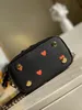 M57482 Spel på Vanity PM Bag med blommor i ljusblå och röd handväska handväska kvinnor kohude läder duk fåfänga fodral crossbody axel axel