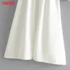 Tangada Kore Katı Beyaz Elbise Kadın V Boyun Uzun Kollu Pileli Vintage Kore Moda Gevşek Uzun Elbise Bayanlar Vestidos LJ200818