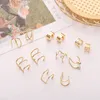 12 pçs/lote Punk Simples Clip On Brincos Conjunto Para Mulheres Brincos Parafusos Atrás Sem Piercing Ear Cuff Moda Feminina Festa Jóias Presente