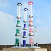 14mm Female JointSeparated Tube With Triple Perc Percolator Hookahs Glass Bong Zinc Alloy LED Bottom Dab Rig Glow In The Dark Oil Rigs WP2231