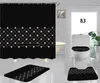 Çapraz Şekil Klozet Kapağı Kaymaz Mektup Baskı Moda Baskı Yüksek Kaliteli Banyo Seti Banyo Dekor Için Siyah Duş Perdesi