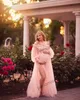 2022 Kvinnors Prom Klänningar från axeln Långärmad Party Celebrity Gowns Lace Appliques Beading Maternity Photography Dress