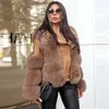 Doğal Fox Kürk Ceket Dış Giyim Lüks Kadınlar Kış Yeni 201016 Wholeskin hakiki koyun derisi Deri ile Moda Gerçek Fox Kürk Palto