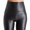 Femmes Noir Stretch Faux Cuir Taille Haute Pantalon Gaine Leggings Sexy Push Up Leggings Pantalon Maigre Femmes