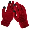 modelos de invierno explosión antideslizante guantes de la pantalla táctil caliente hombres de las mujeres de lana caliente artificial Stretch Knit manoplas 2pcs un par