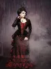 Vintage Black and Burgundy Gothic Wedding Dresses Long Sleeve Victorian Walking Costume Bustle Skirt and Velvet Jacket Bride Gowns AL8093