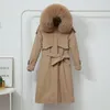 Mode détachable coton doublure Parker Parka manteau veste d'hiver femmes long manteau à capuche avec col en fourrure ceintures trois façons de porter 201130