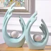 Modern Simple Desktop Ceramic Figurines Decor Home Furnishing Crafts Decoration Creative Home Livingroom White Green Accessories T200331