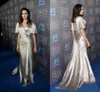 Angeline Jolie Elegant Formal Aftonklänningar Röd Carpet Klänning Sexig Backless Deep V Neck Silver Long Mermaid Prom Dress Gown Plus Storlek