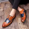 New Arrival Mężczyźni Lace Up Sukienka Oxford Brogue Buty Mokasyny Dwukolorowe Wedding Prom Dżentelmen Formalny Obuwie 39-46