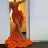 Robes de soirée orange coupé sexy