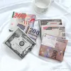 Creative Money Printing Wallet Zipper Foldable Short Wallet Storage Dollar Sterling Euro Ruble Pattern Compartment Coin Purse WVT1595 T03