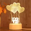 Andra hemträdgårdar 3D LED Night Light Novely Lamp Jellyfish Christmas Tree Deer Snow Festival Birthday Present Bedroom Decor Tabell 3944010