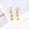 Boucles d'oreilles remplies d'or jaune massif 14 k 3 coeurs connectent l'allongement des femmes grand amour bijoux de mode à la mode africain moyen-orient 2938