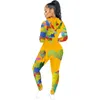 MAP Print Hooded Casual Suit Womens Tracksuit Hoodie Zip Jacket Zipper Coat and Pants Leggings Two Piece Outfits Clothing Set D1025616562