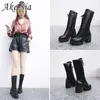 Autumn Winter New Snow Female Retro British Wind Dark Black Fan Car Rider Boots With Thick Bottom Tube Mujer Y200115