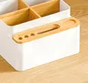 Настольные многоцелевые отделочные коробки для хранения креативных бытовых продуктов Деревянные пластиковые косметические продукты