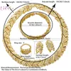 Liffly Bridal Dubai Parure di gioielli in oro Bracciale con collana di cristallo Nigerian Wedding Party Women Fashion Set 220224