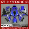 ヤマハYZF R 1 1000 CC YZF-R1 YZF-1000 00-03ボディワーク90NO.18ファクトリーブルー1000cc YZF R1 YZFR1 02 03 00 01 YZF1000 2002 2000 2001 OEMフェアリングキット