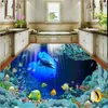 Fond d'écran de peintures murales 3D pour salon 3D plancher peinture papier peint bleu océan dauphin sols